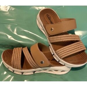 Flexus Spring Step Galvanesa Tan Platform Wedge Slide Sandals Women's 6 / 36